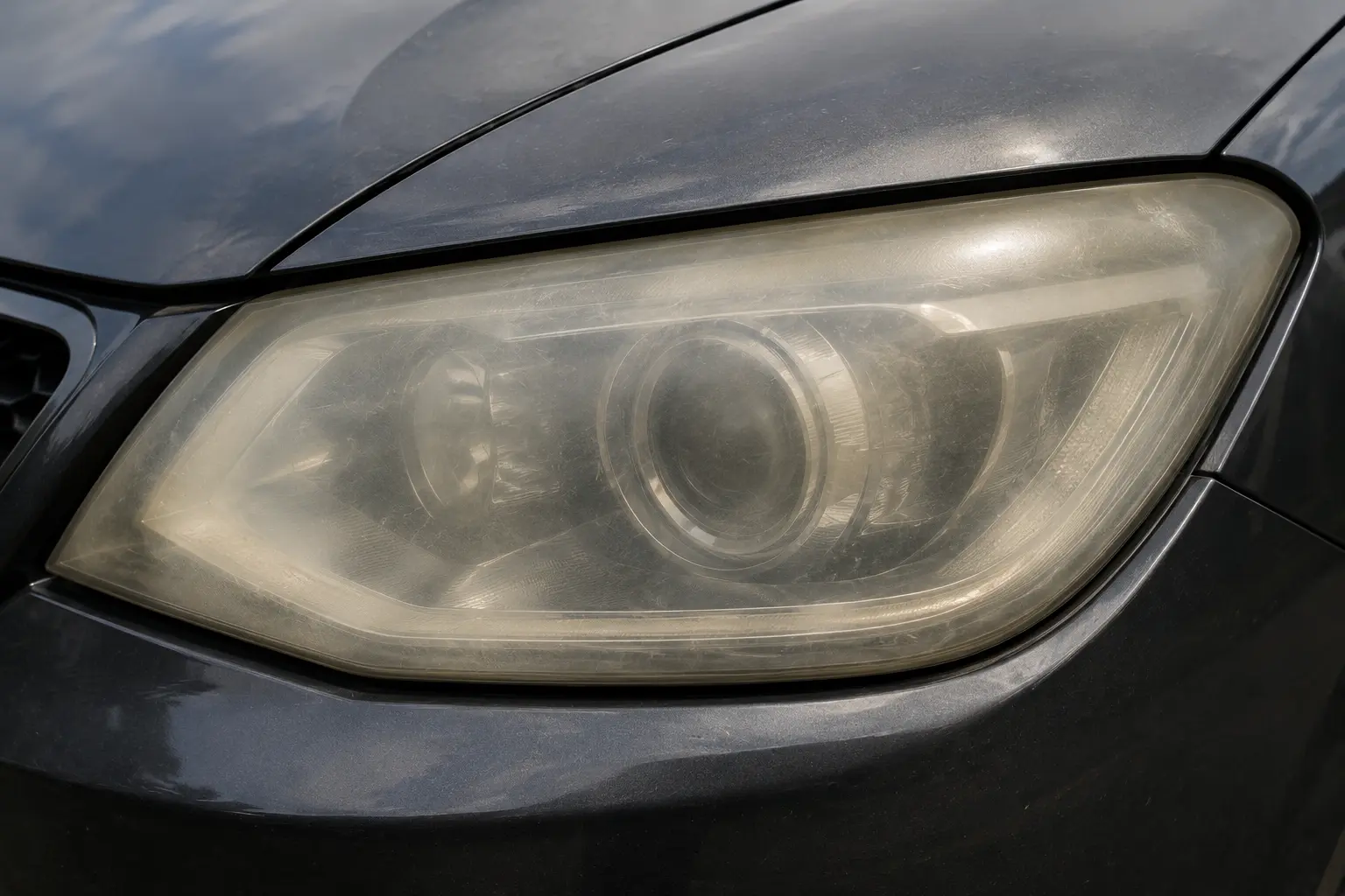 Headlight before restoration